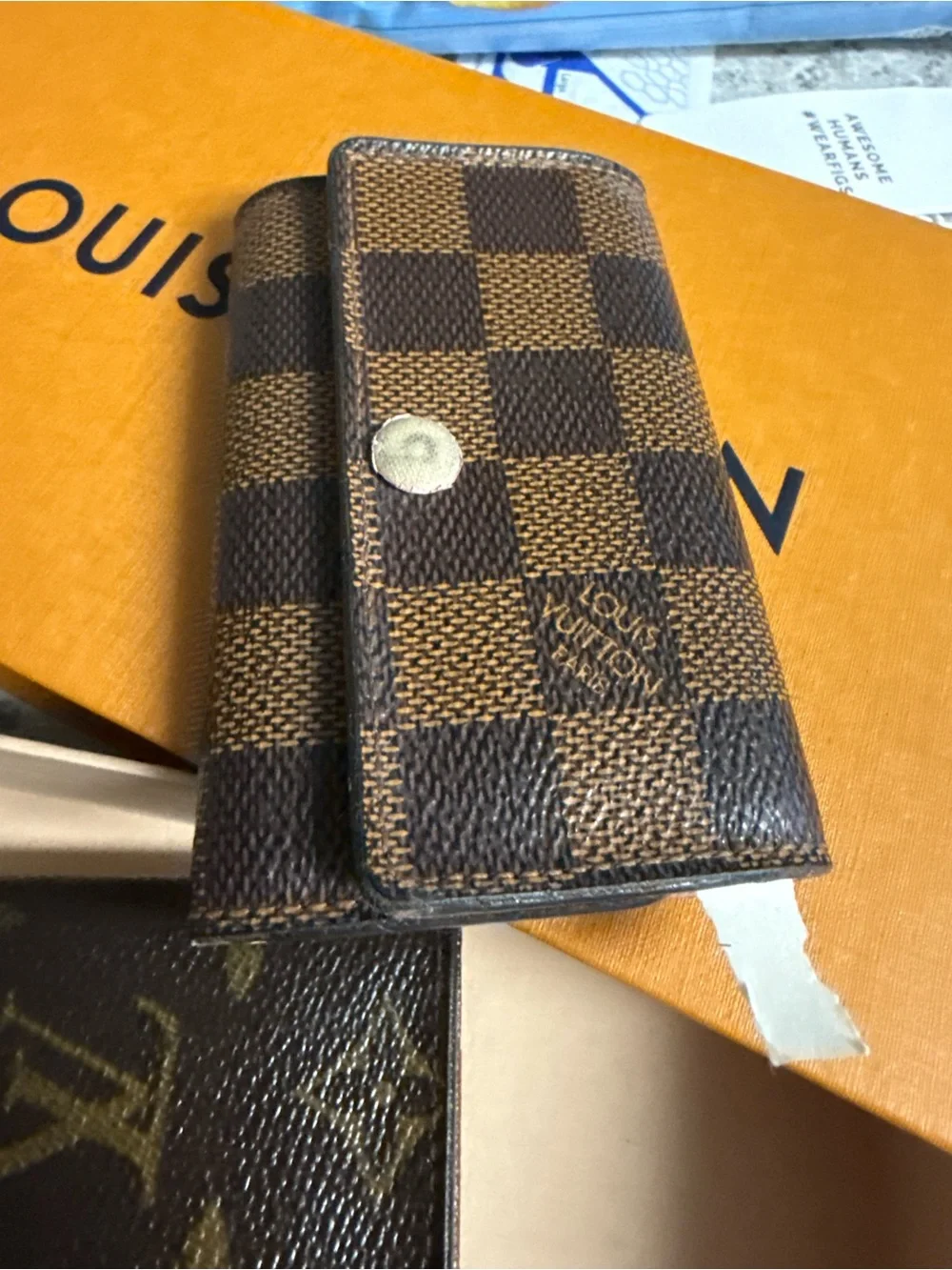 Louis Vuitton 6 ring key holder Damier Ebene Rose Ballerine pink